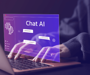 Computer screen with Chat AI and chats.